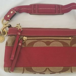 Coach signature shoulder bag khaki/crimson